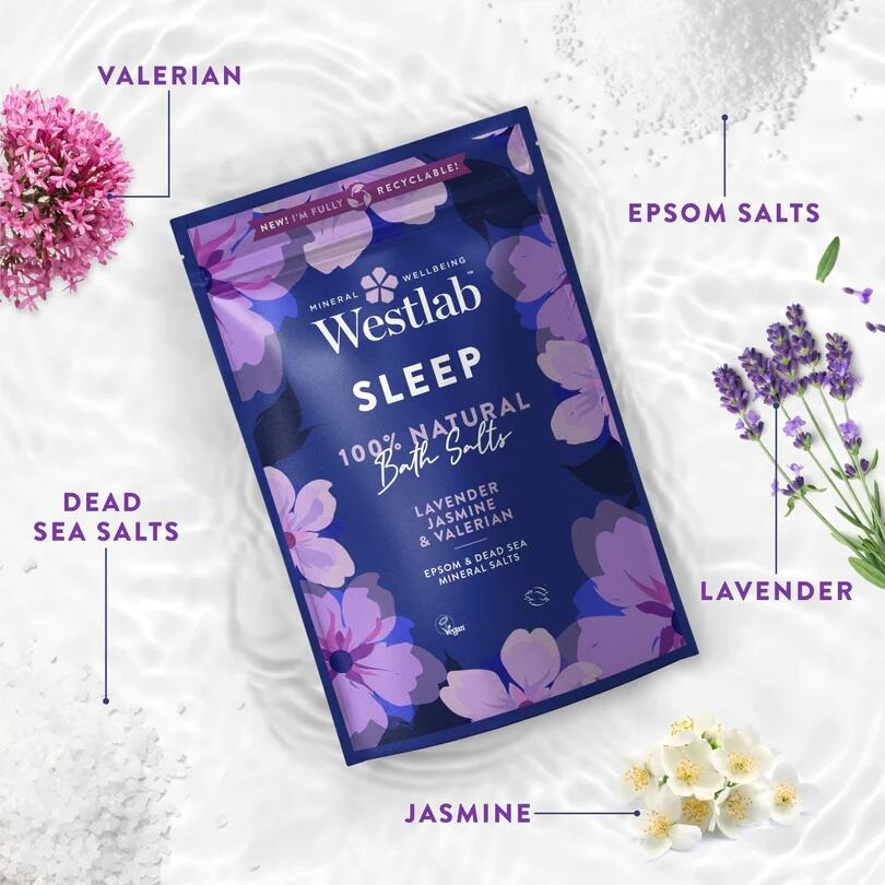 Westlab Sleep Epsom & Dead Sea Bath Salts with Lavender, Jasmine & Valerian 454g Colour Zone