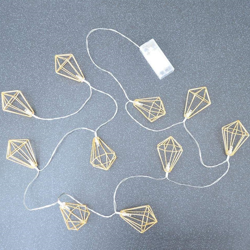 LED Diamond Shape Fairy Lights Gold 160cm 1