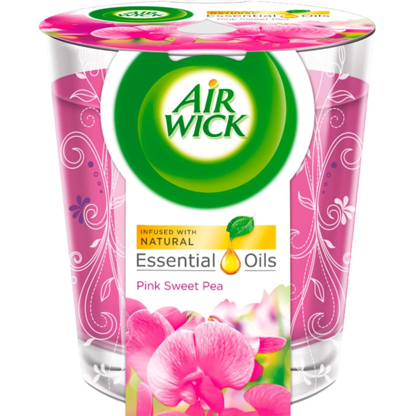 Air Wick Essential Oils Scented Candle 105g Pink Sweet Pea Colour