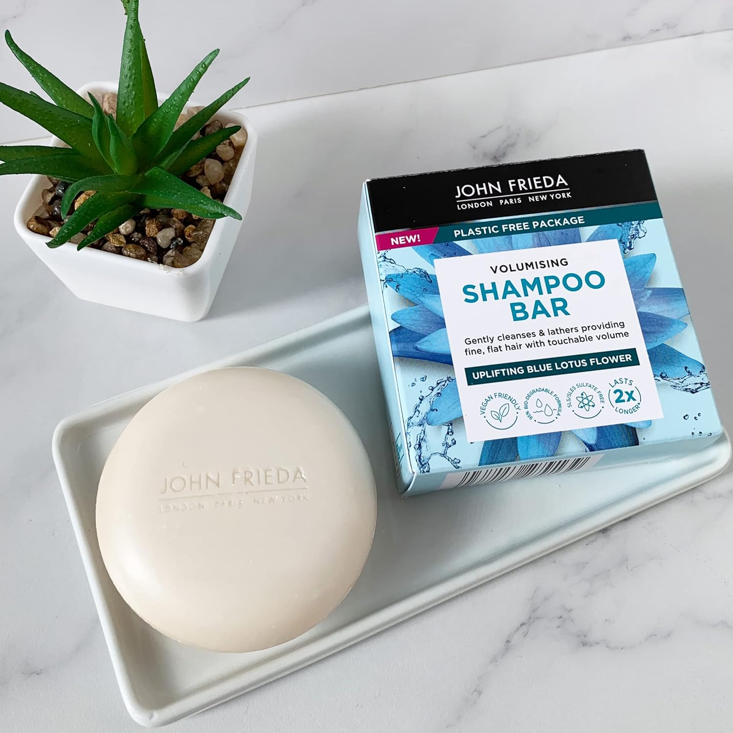 John Frieda Volumising Shampoo Bar 75g Infused With Uplifting Blue