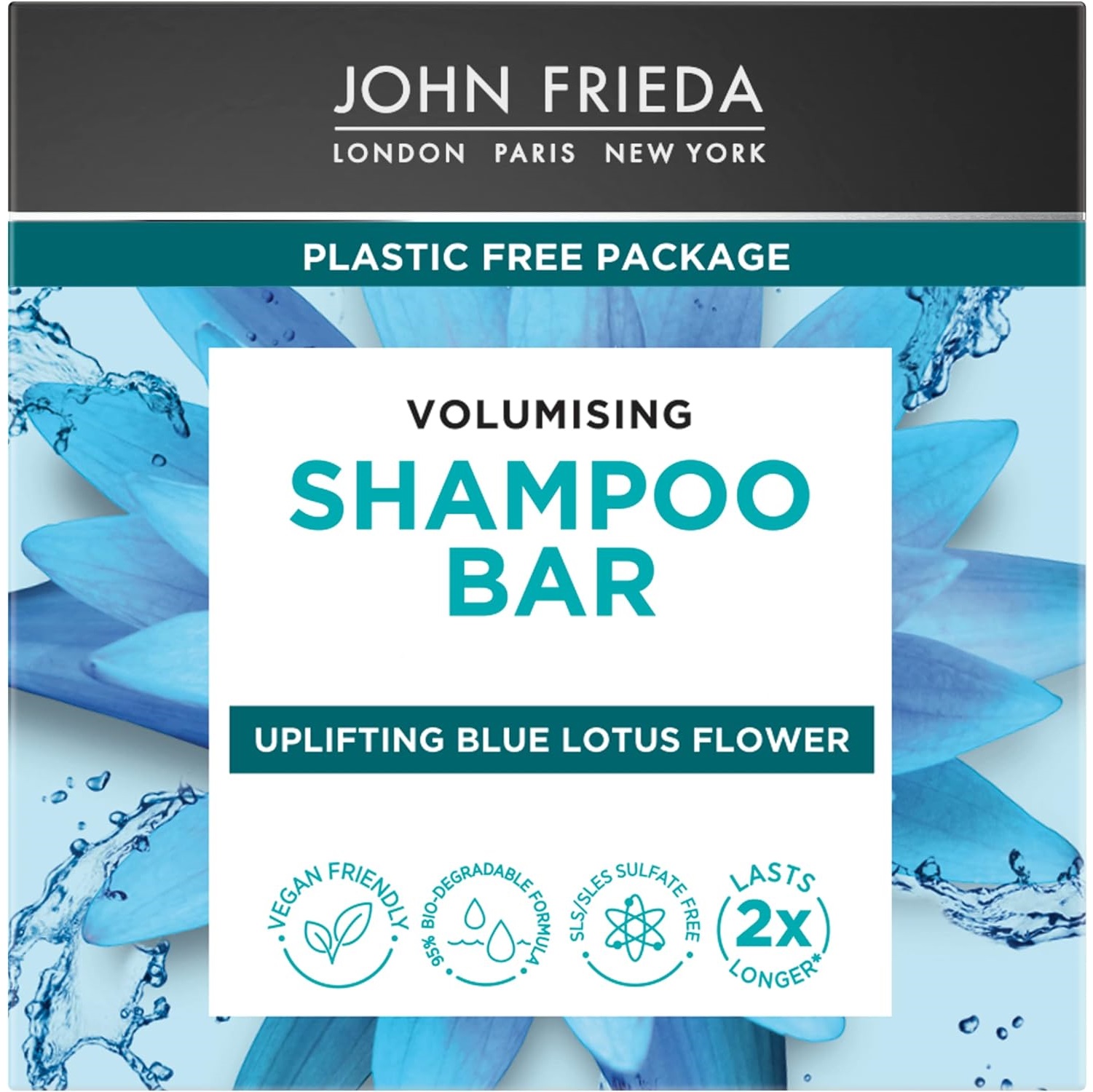 John Frieda Volumising Shampoo Bar 75g Infused With Uplifting Blue Lotus flower