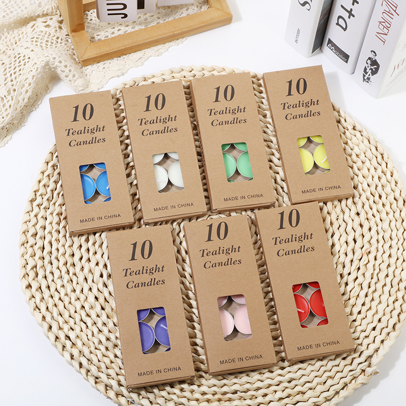 10pcs Unscented Tealight Candle Boxed 3