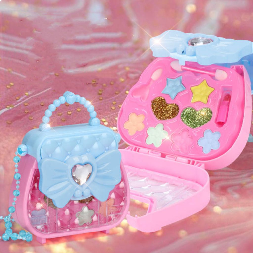 Little Princess Blue Cover Heart Handbag Shaped Kids Makeup Set