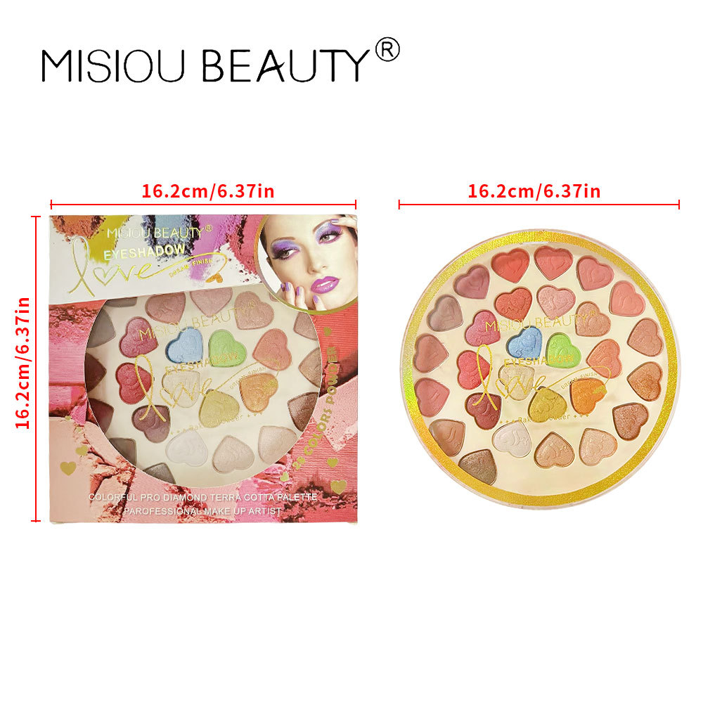 Misiou Beauty 28 Colours Heart Love Dream Matte n Shimmer Baked Powder Eyeshadow Palette - Image 2