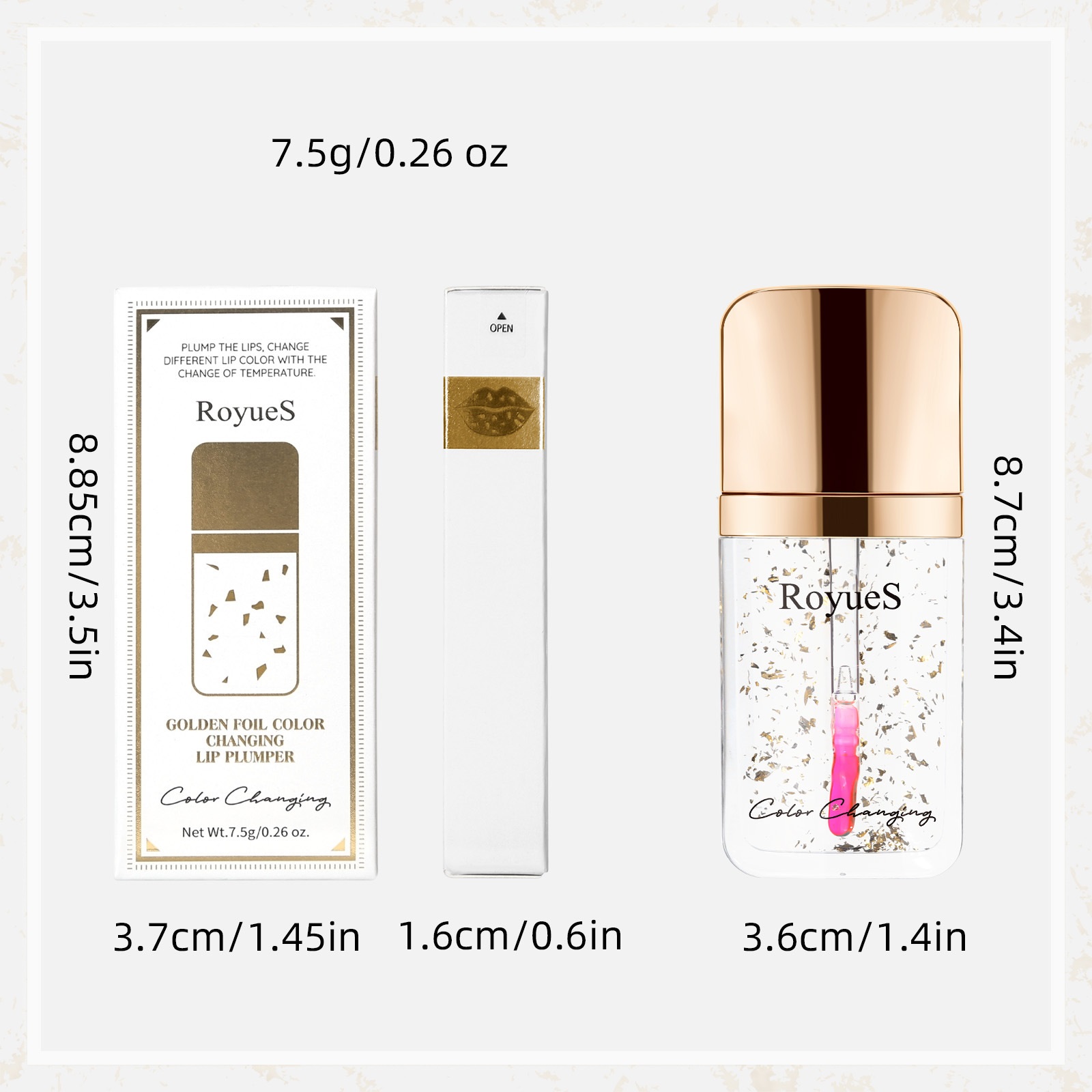 RoyueS GoldenSilver Foil Colour Changing Lip Plumper 2