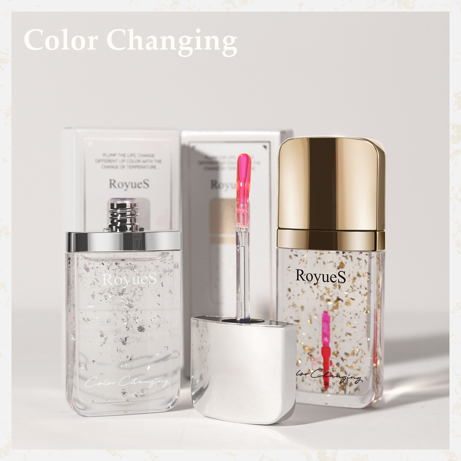 RoyueS GoldenSilver Foil Colour Changing Lip Plumper 4