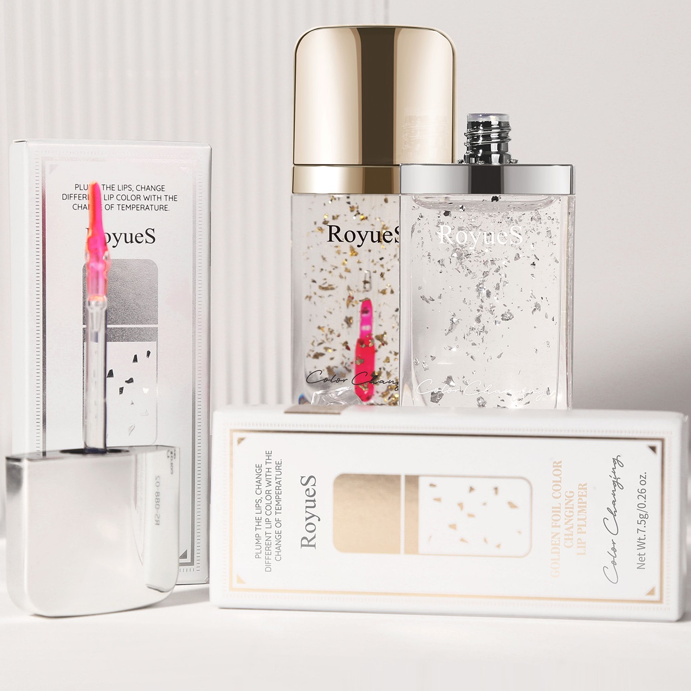 RoyueS GoldenSilver Foil Colour Changing Lip Plumper