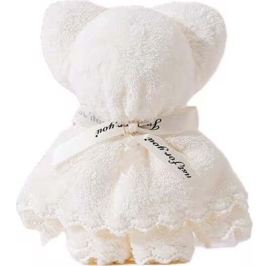30 x 30 cm Towel Folded into Cute Bear Shape - White