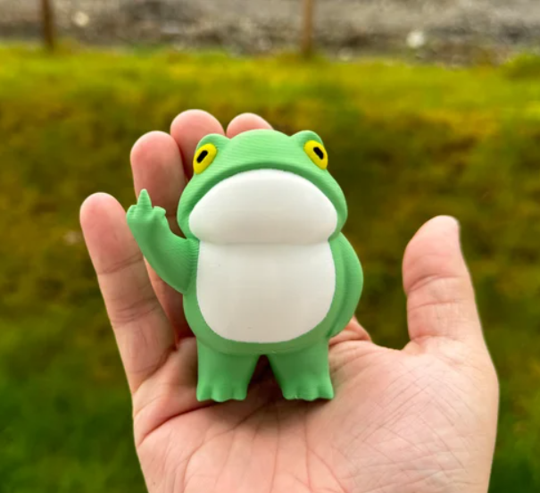Funny Grumpy Cheeky Green Frog Desk Toy 3D Printed Model - Colour Zone ...