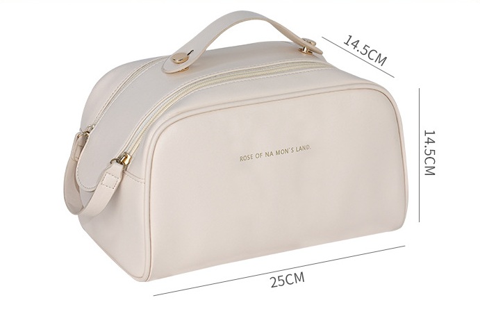 Double Zip Wash Bag Cosmetics Storage Carrying Bag - Cream 4