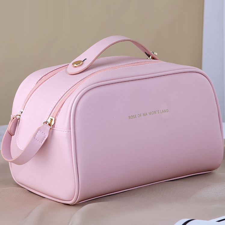 Double Zip Wash Bag Cosmetics Storage Carrying Bag - Pink