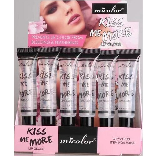 MiColor Kiss Me More High Shine Clear Lip Gloss (24 units with display tray)