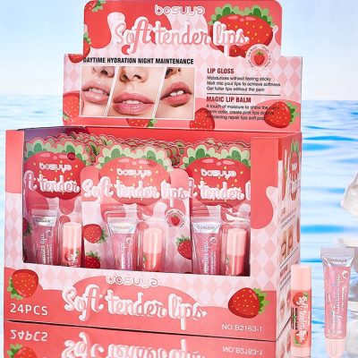 Bosuya 2pcs Lip Gloss + Lip Balm Set - Strawberry