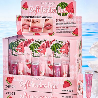 Bosuya 2pcs Lip Gloss + Lip Balm Set - Watermelon