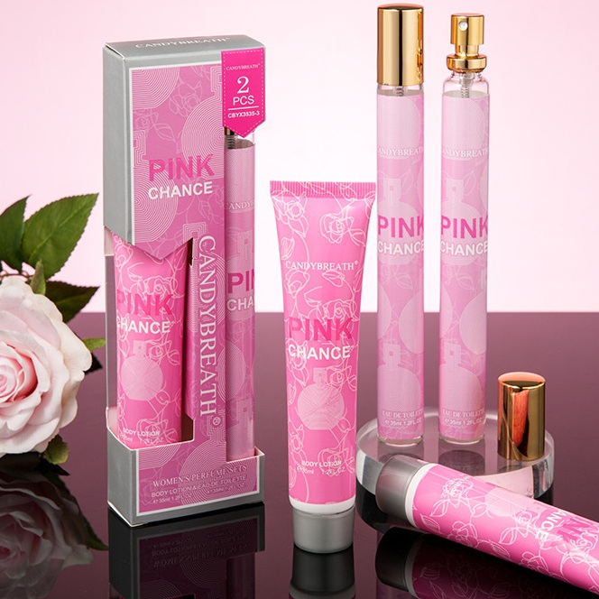 Candy Breath Perfume 35ml + Body Lotion 35ml Set - Pink Chance (defective packaging)