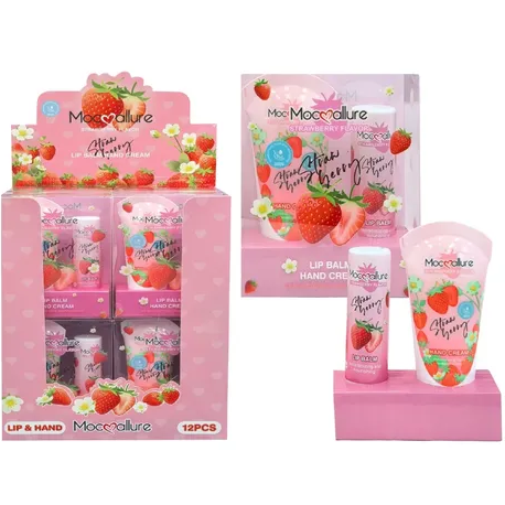 Mocallure Hand Cream + Lip Balm Set - Strawberry 3