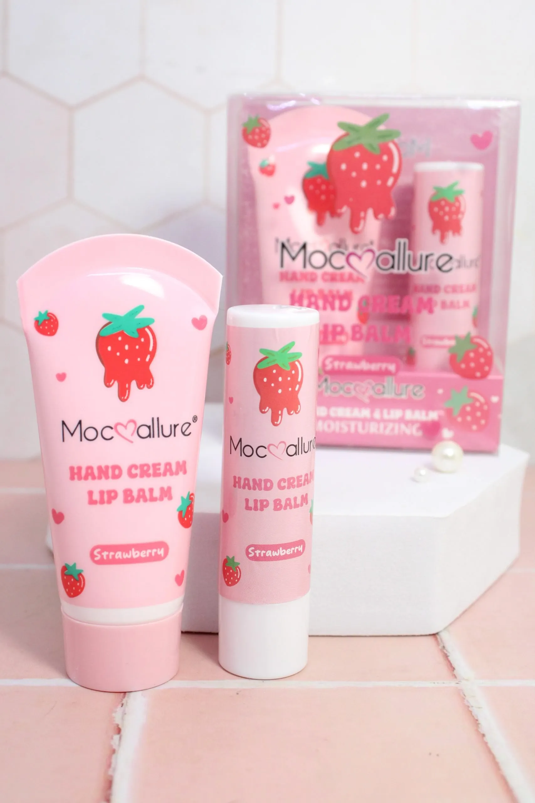 Mocallure Hand Cream + Lip Balm Set - Strawberry 4