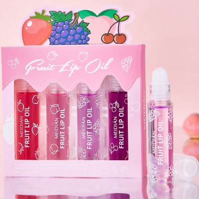 Meidian 4pcs Fruity Roll On Lip Oil Set