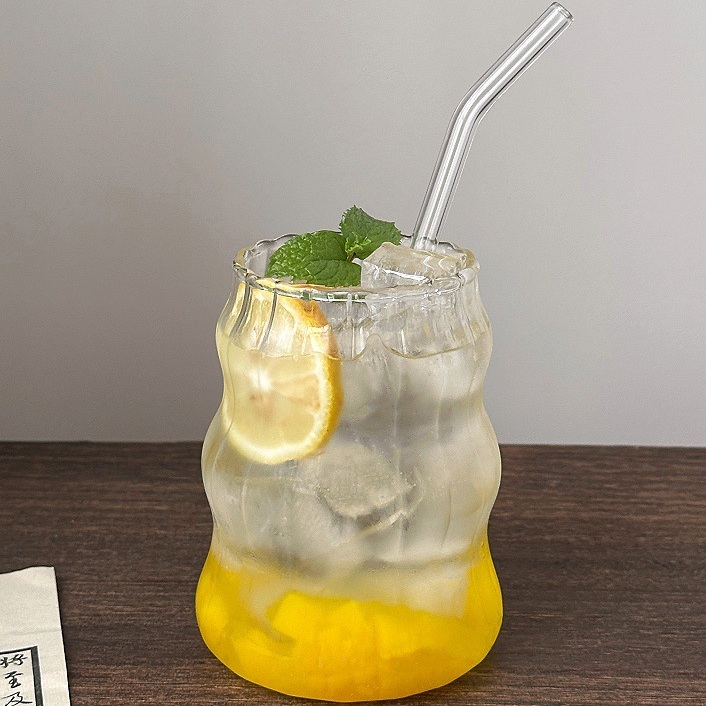 Cloud Glass Cup Tumbler with Clear Lid and Straw (no handle) 1 -