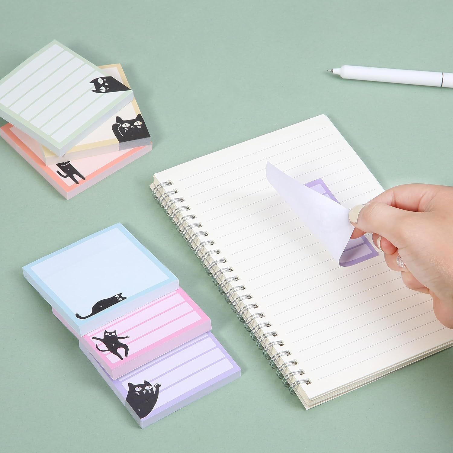 Cute Cat Sticky Note Pad Set 6 Designs x 80 Pages Per Pad 5