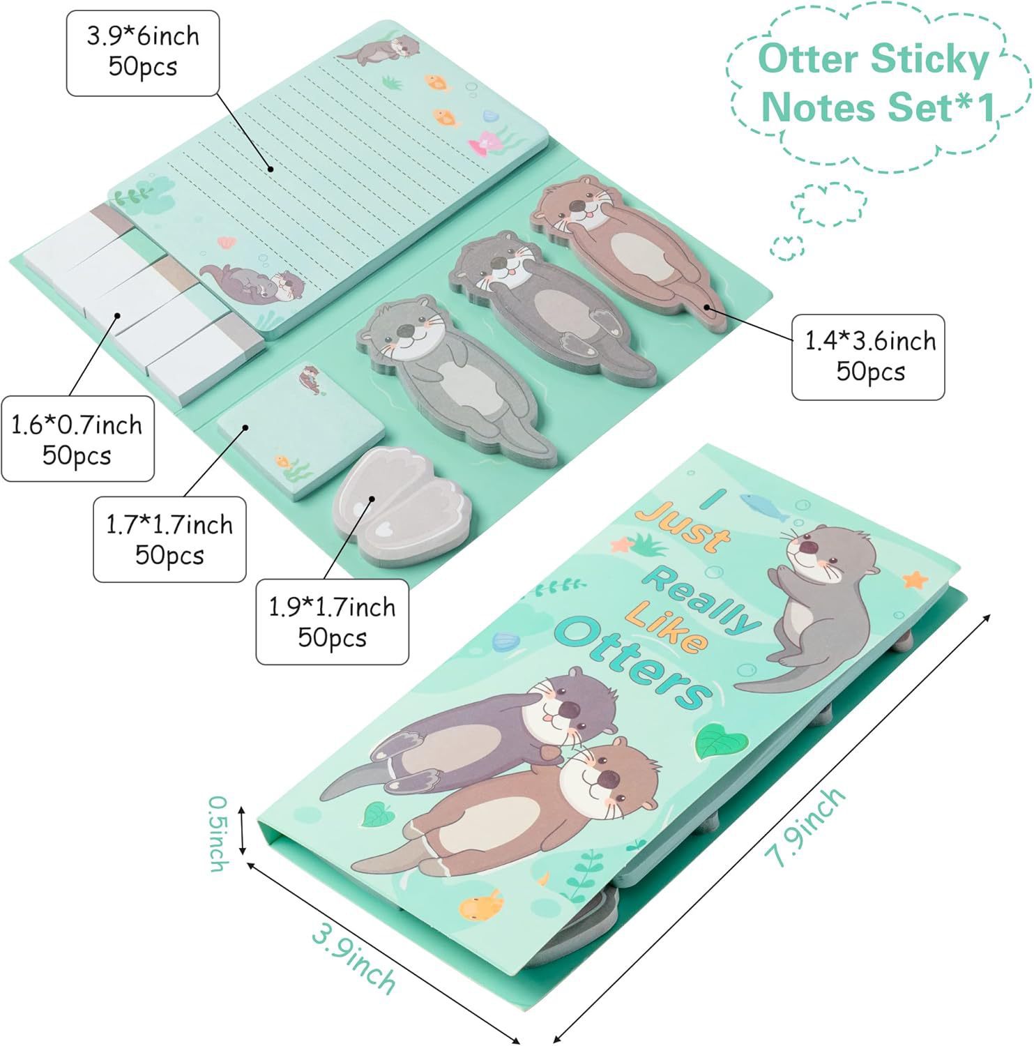 Cute Otters Sticky Note Pad Set 1