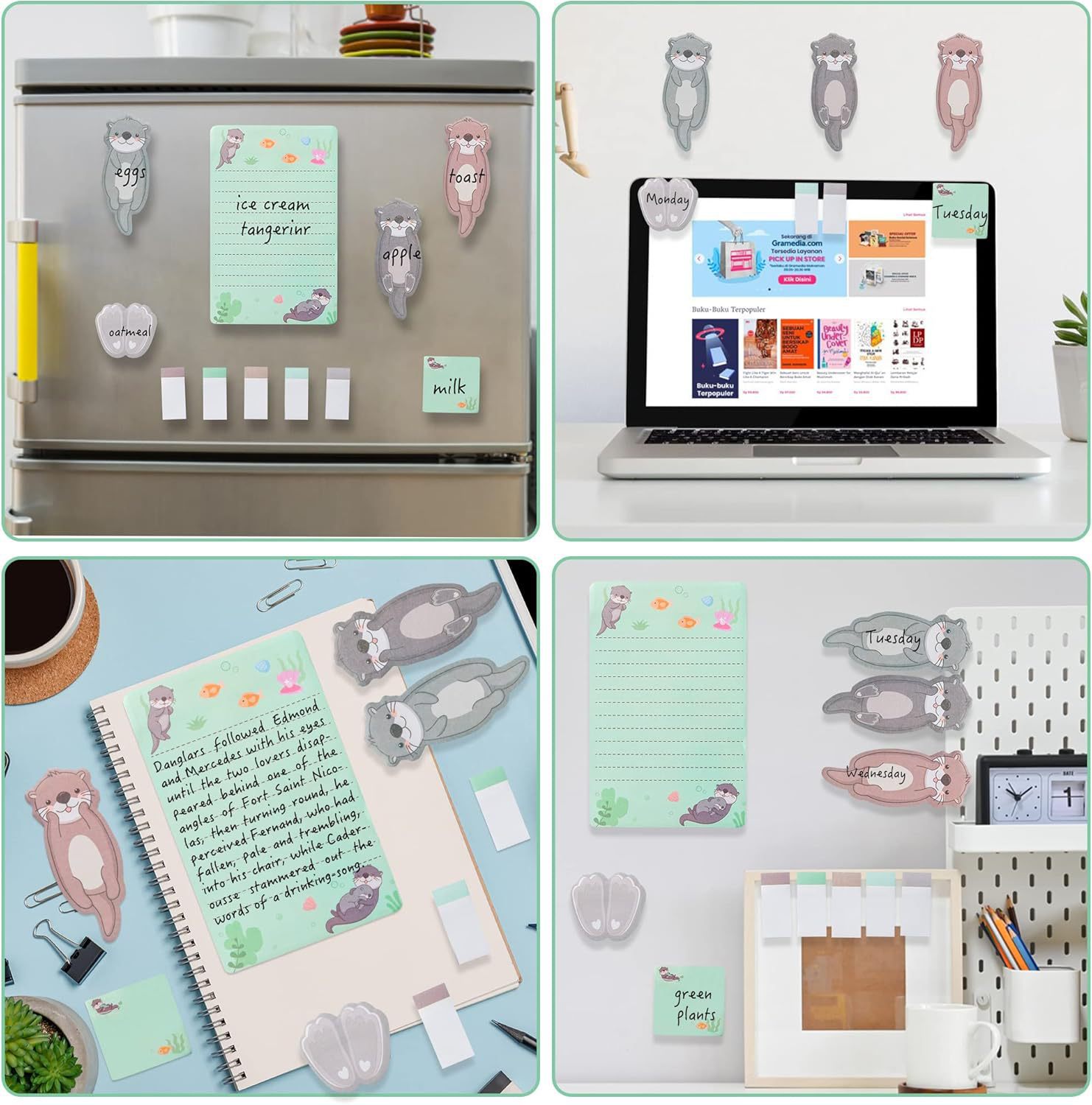 Cute Otters Sticky Note Pad Set 2