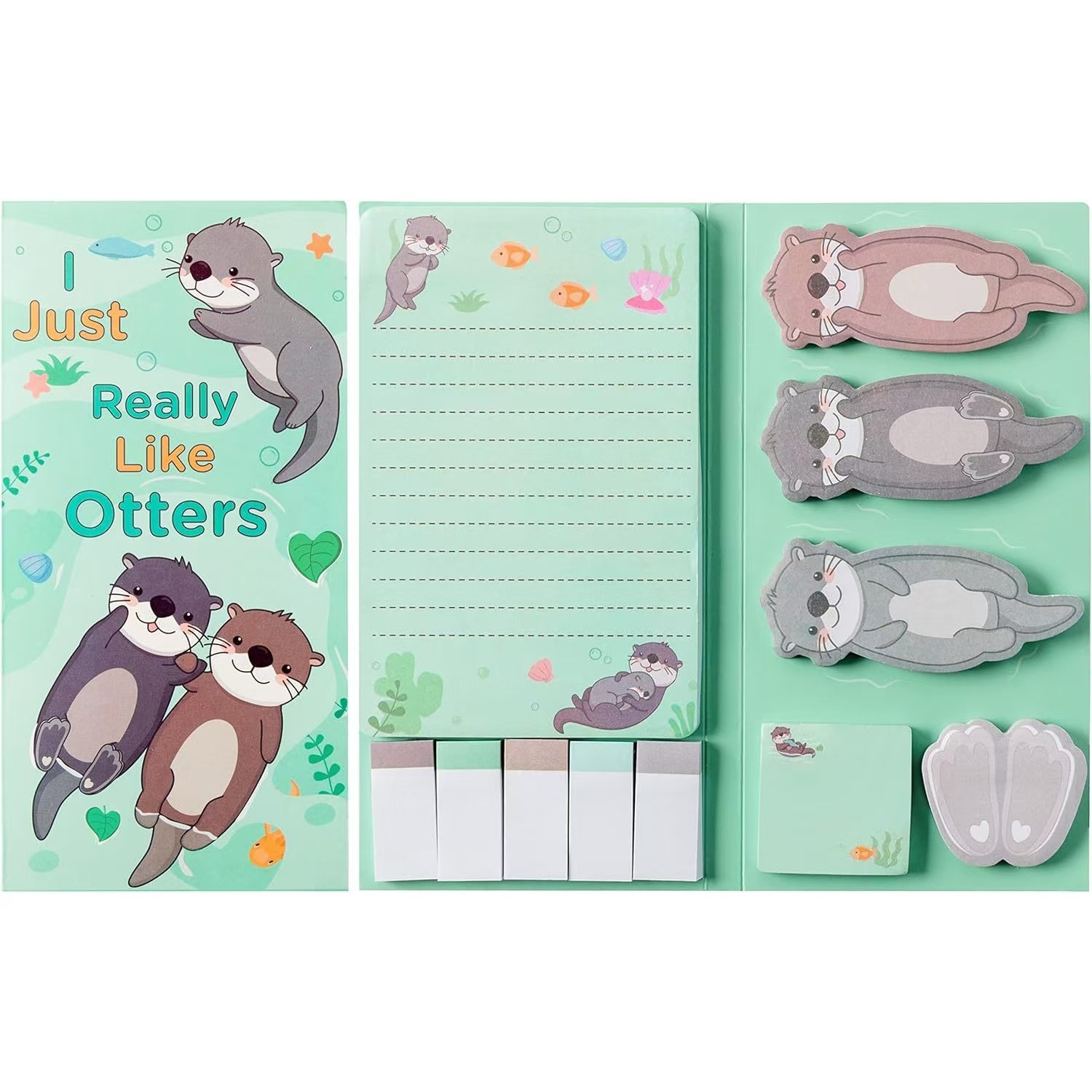 Cute Otters Sticky Note Pad Set