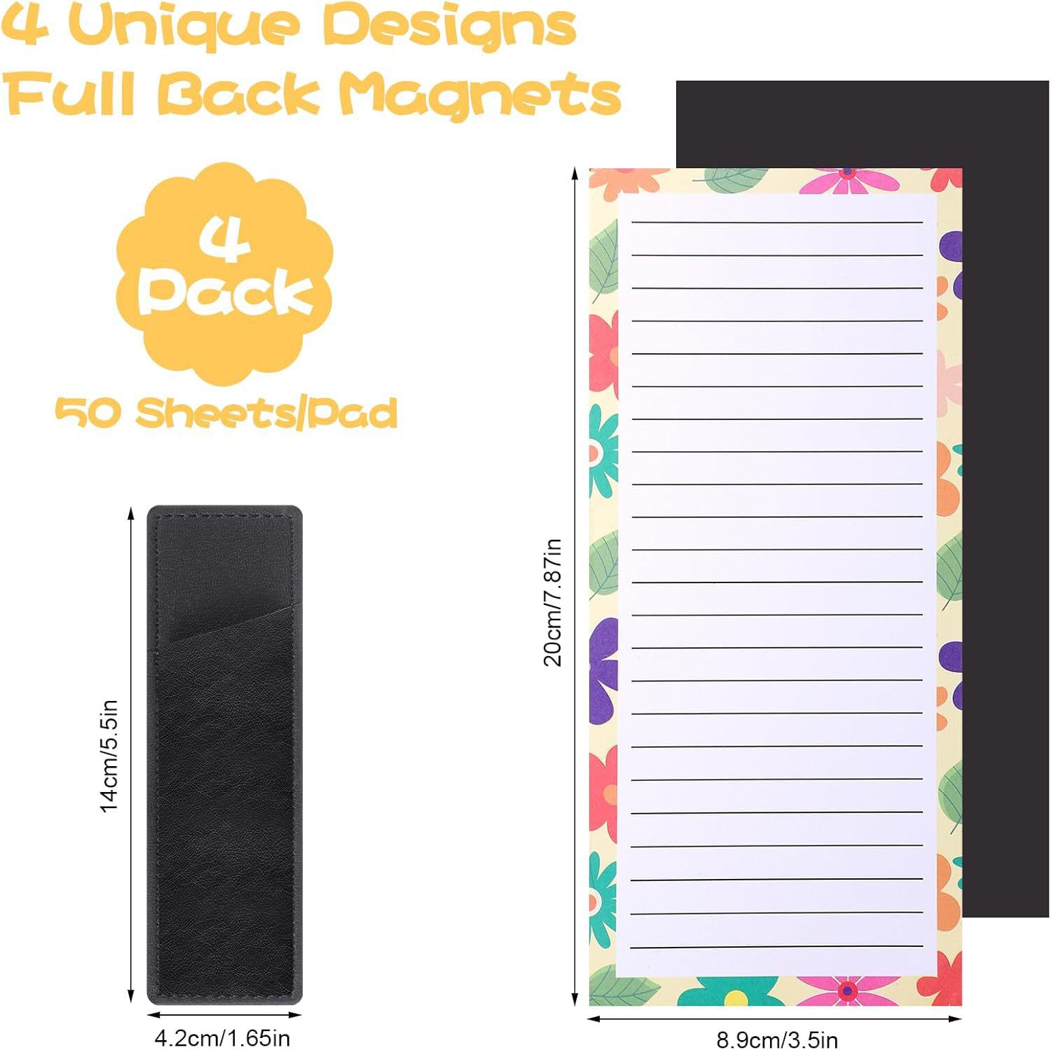 Floral Note Pad Set with Magnetic Back 4 Designs x 50 Pages Per Pad 1