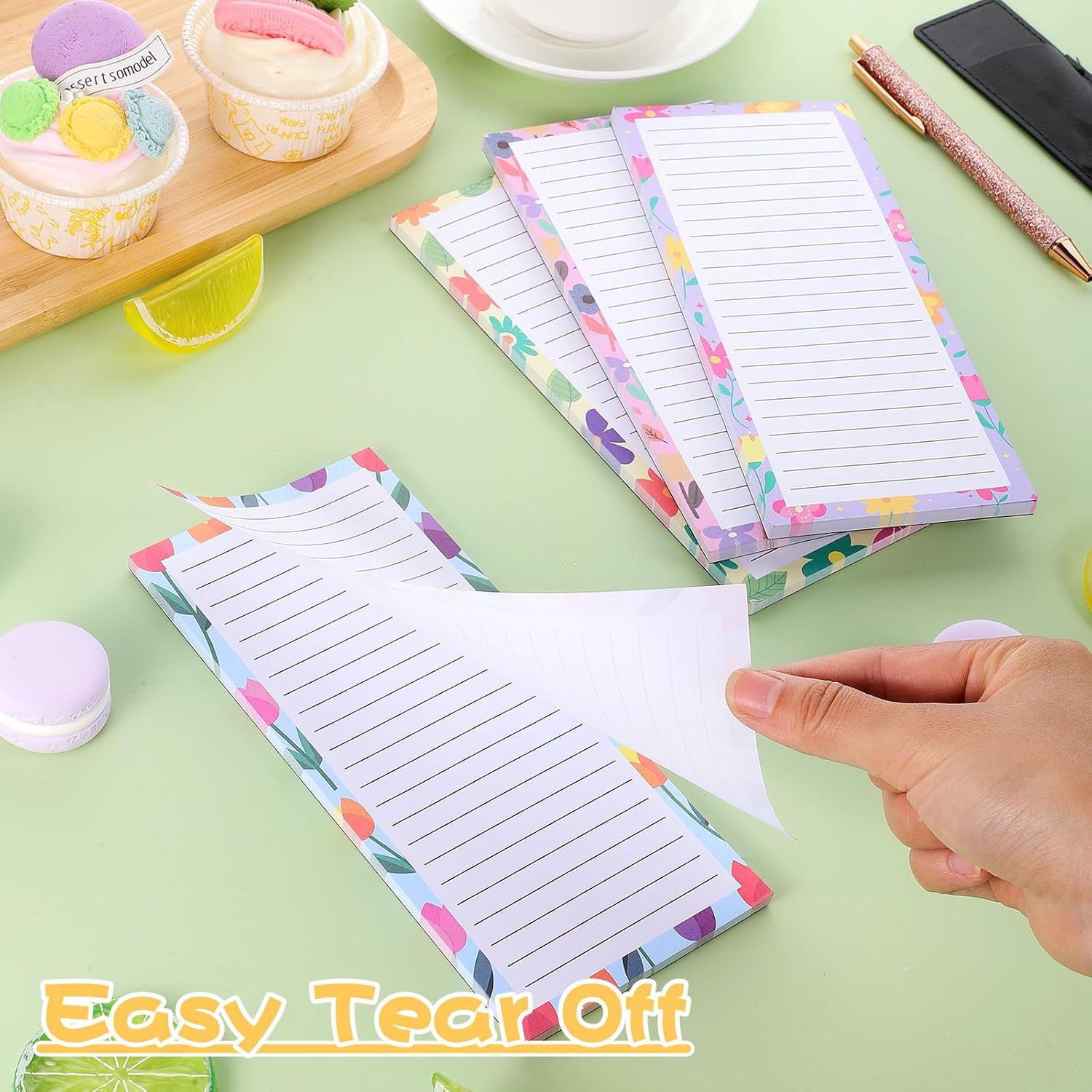 Floral Note Pad Set with Magnetic Back 4 Designs x 50 Pages Per Pad 2
