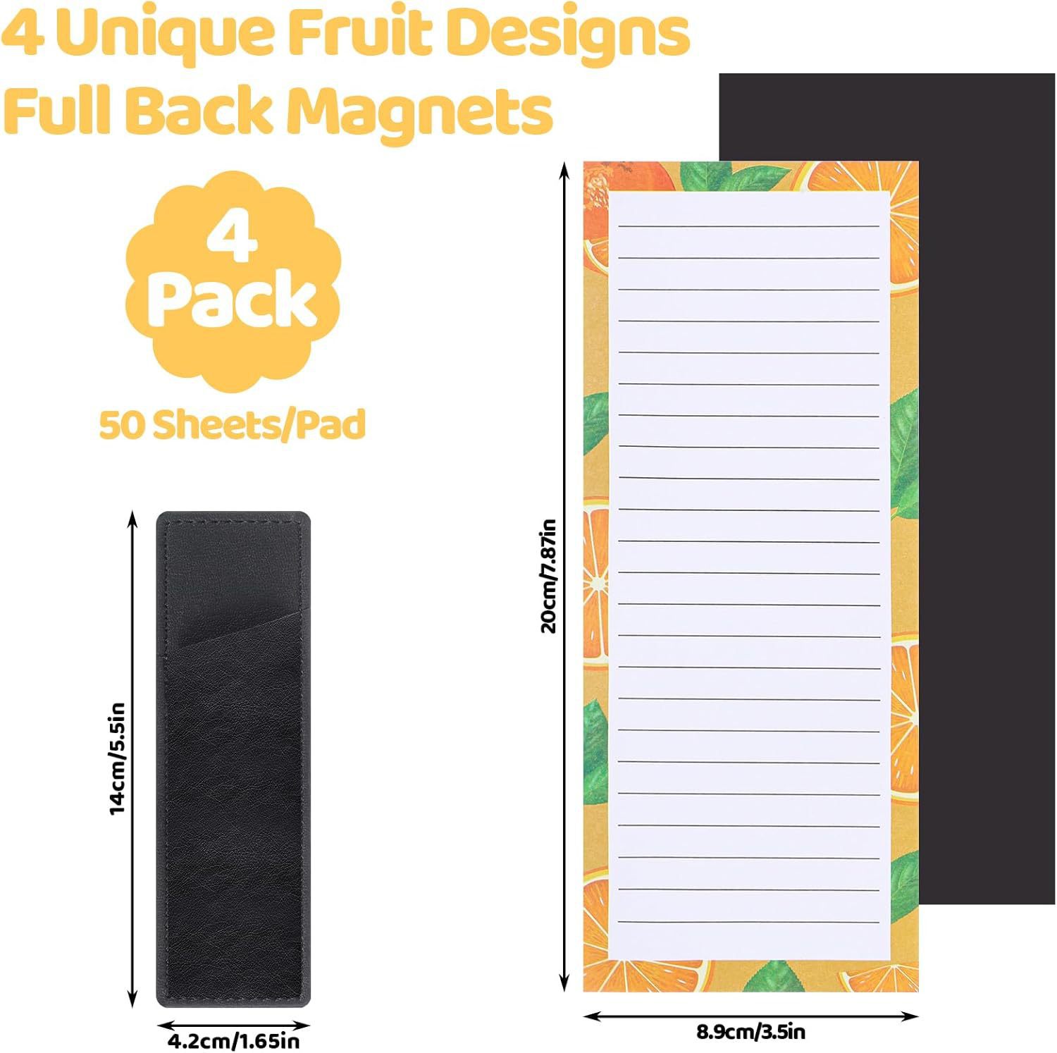 Fruits Note Pad Set with Magnetic Back 4 Designs x 50 Pages Per Pad 1