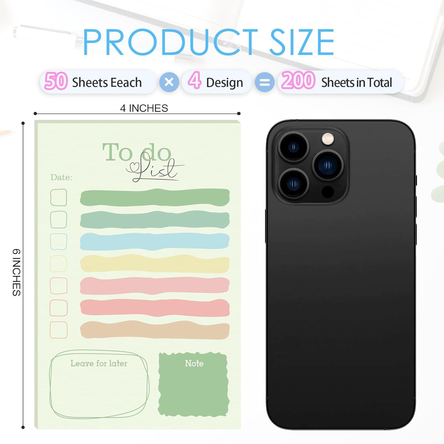 To Do List Sticky Note Pad Set 4 Designs x 50 Pages Per Pad 1