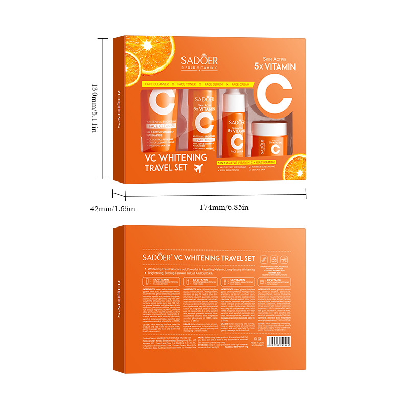 Sadoer Vitamin C 4pcs Skincare Set (Face Cleanser, Toner, Serum n Face Cream) - Image 4