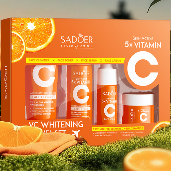 Sadoer Vitamin C 4pcs Skincare Set (Face Cleanser, Toner, Serum n Face Cream)