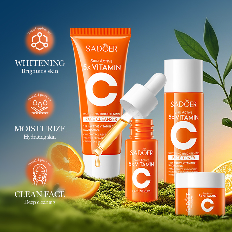 Sadoer Vitamin C 4pcs Skincare Set (Face Cleanser, Toner, Serum n Face Cream) - Image 3