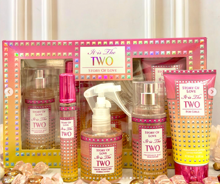 Story of Love 4pcs Body Lotion 90ml + Body Mist 88ml + Hair Perfume 100ml + EDP Perfume 20ml Gift Set - This Is The Two - Image 2
