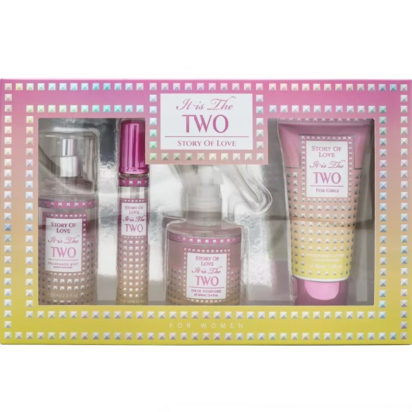 Story of Love 4pcs Body Lotion 90ml + Body Mist 88ml + Hair Perfume 100ml + EDP Perfume 20ml Gift Set - This Is The Two