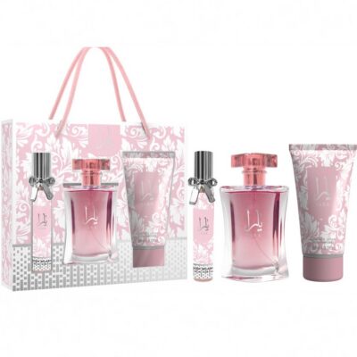 Yara Pink 3pcs Perfume and Lotion Gift Set (Body and Hair Fragrance Spray Mist 50ml + 20ml, Fragranced Lotion 90ml)